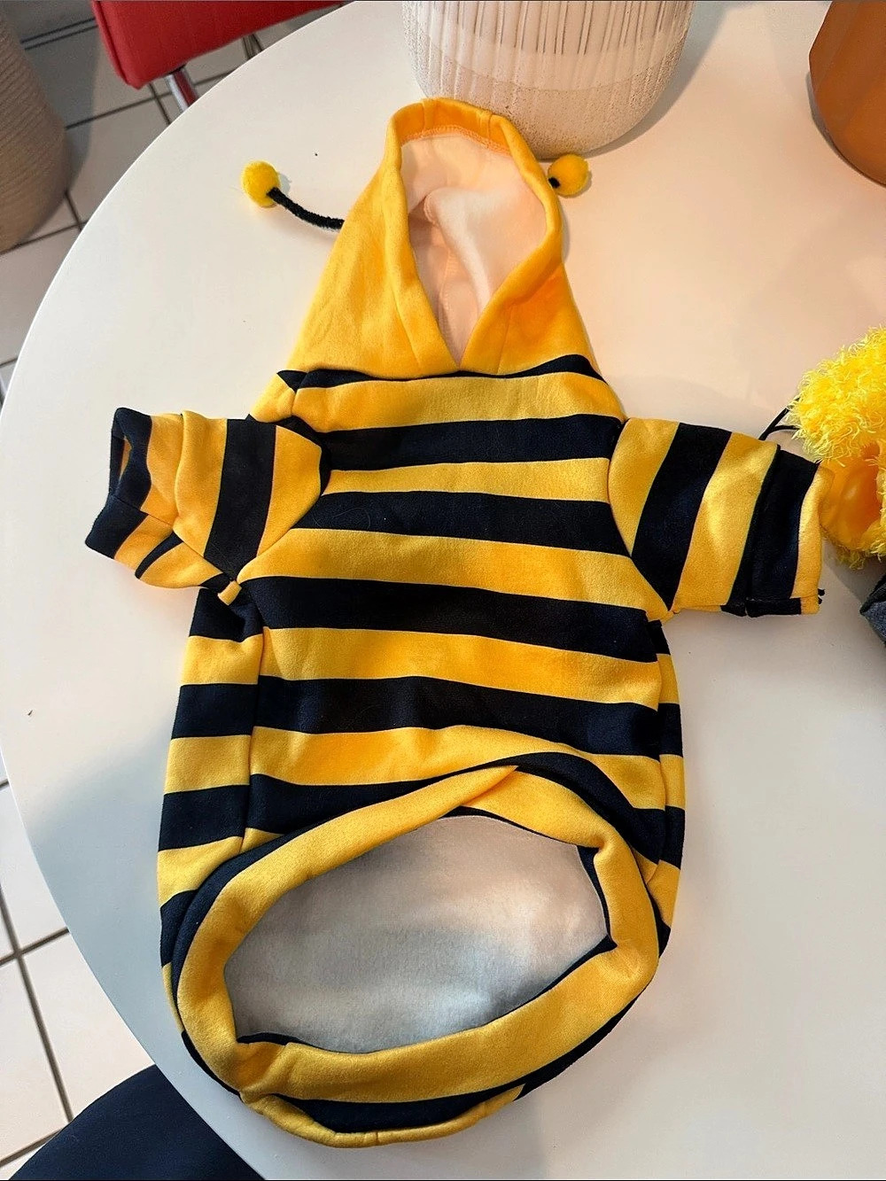 Dog Costume- Striped Yellow & Black Dog Hoodie for a small dog